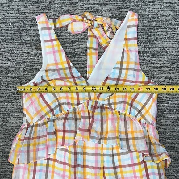 NWT Cinq A Sept Astor Tiered Midi Dress Plaid Sleeveless Ruffle Size 8 - Picture 10 of 16